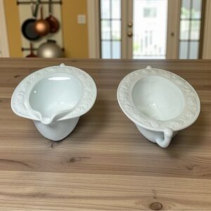 Vintage Lot ANCHOR HOCKING VITROCK Sugar AND Creamer MILK GLASS WHITE OPAQUE SET